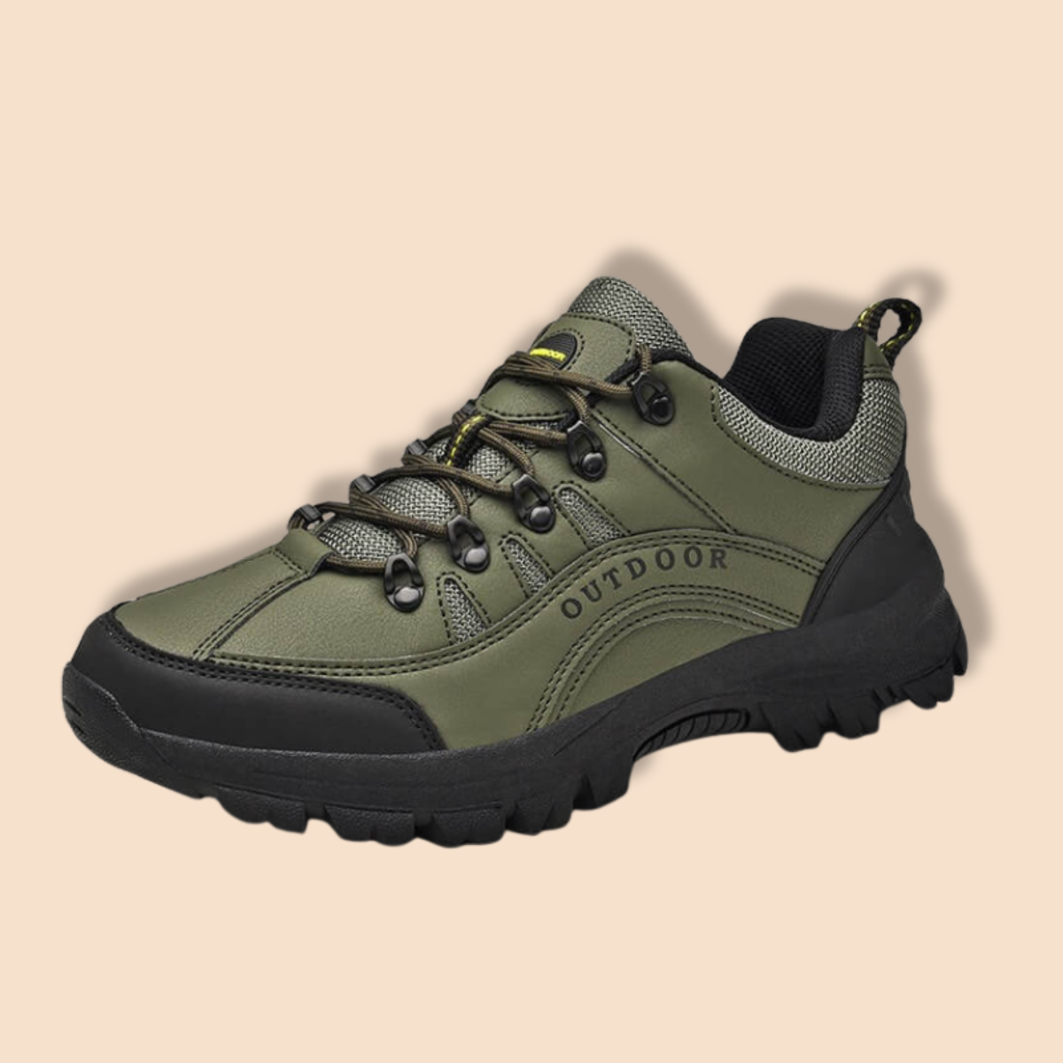 Men’s Lace-Up Outdoor Hiking Shoes with Rounded Toe and Textured Sole