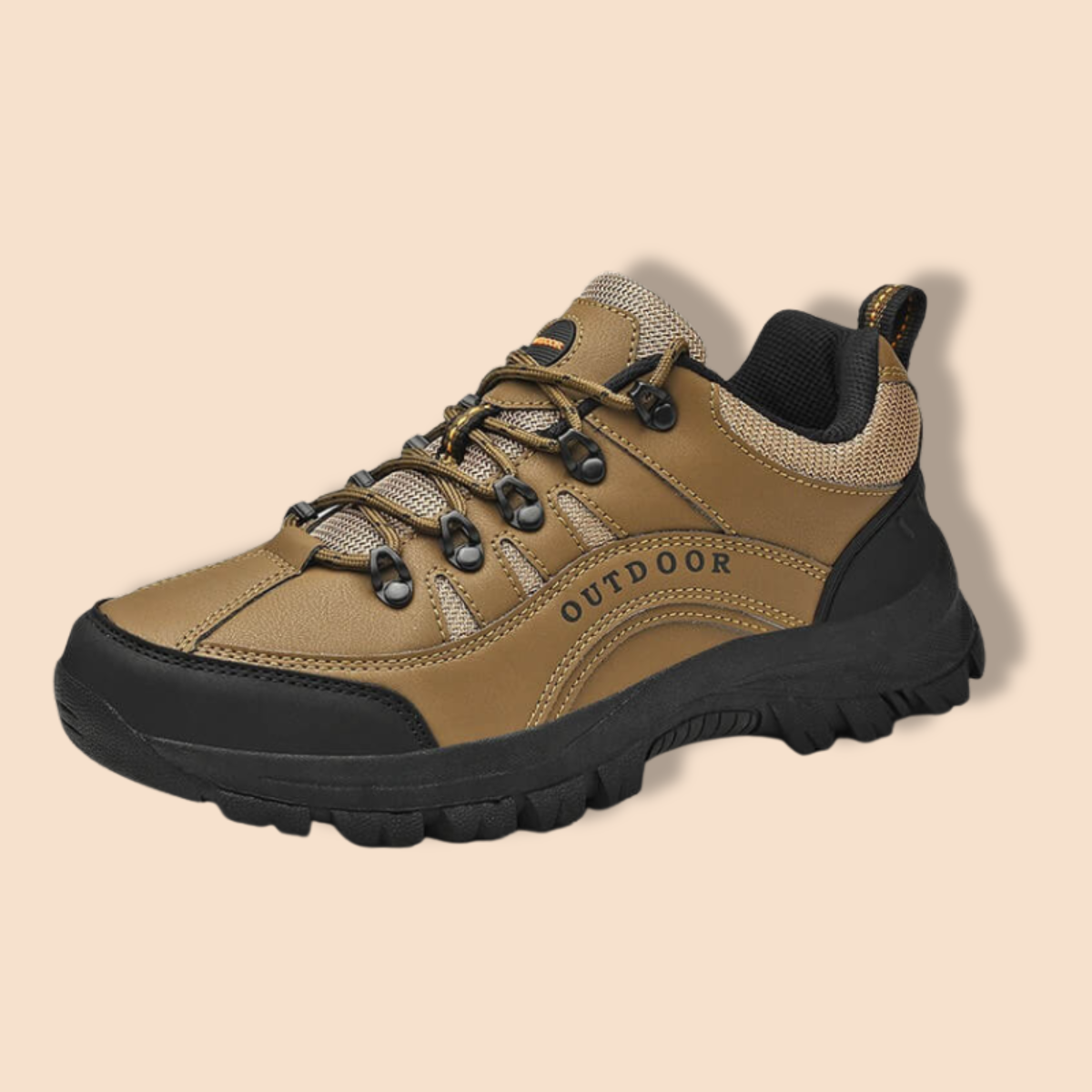 Men’s Lace-Up Outdoor Hiking Shoes with Rounded Toe and Textured Sole