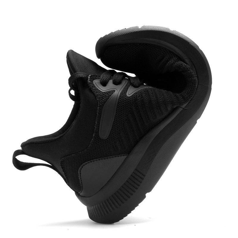 Men's Rounded Toe Knit Sneakers with Lace-Up Closure and Rubber Sole