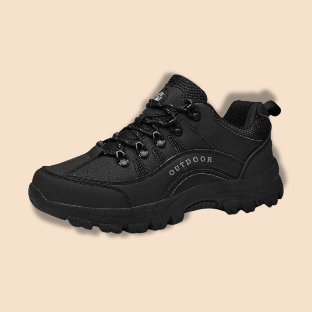 Men’s Lace-Up Outdoor Hiking Shoes with Rounded Toe and Textured Sole