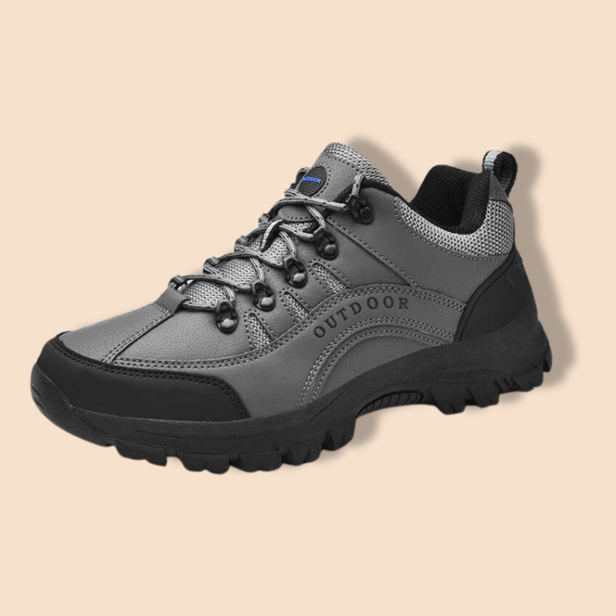 Men’s Lace-Up Outdoor Hiking Shoes with Rounded Toe and Textured Sole