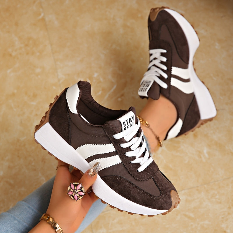 Women’s Lace-Up Sneakers with Low-Cut Design and Textured Sole