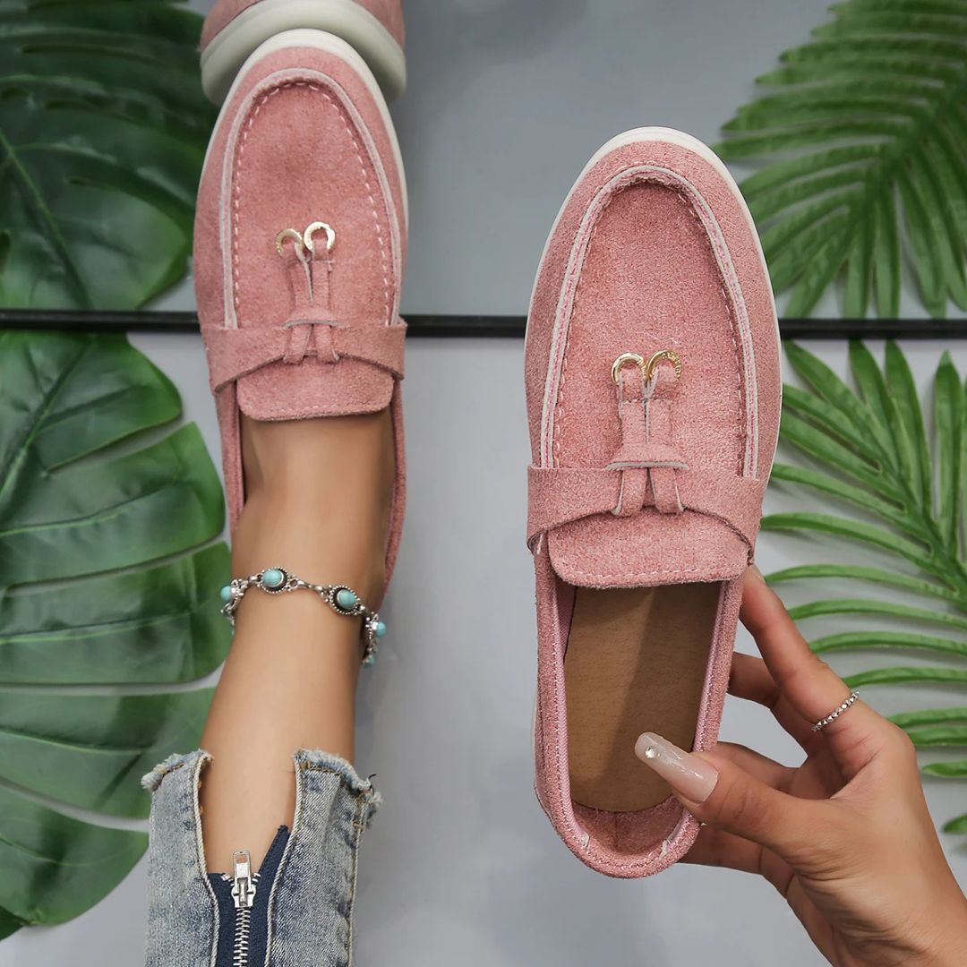 Women’s Slip-On Loafers with Rounded Toe and Flat Sole