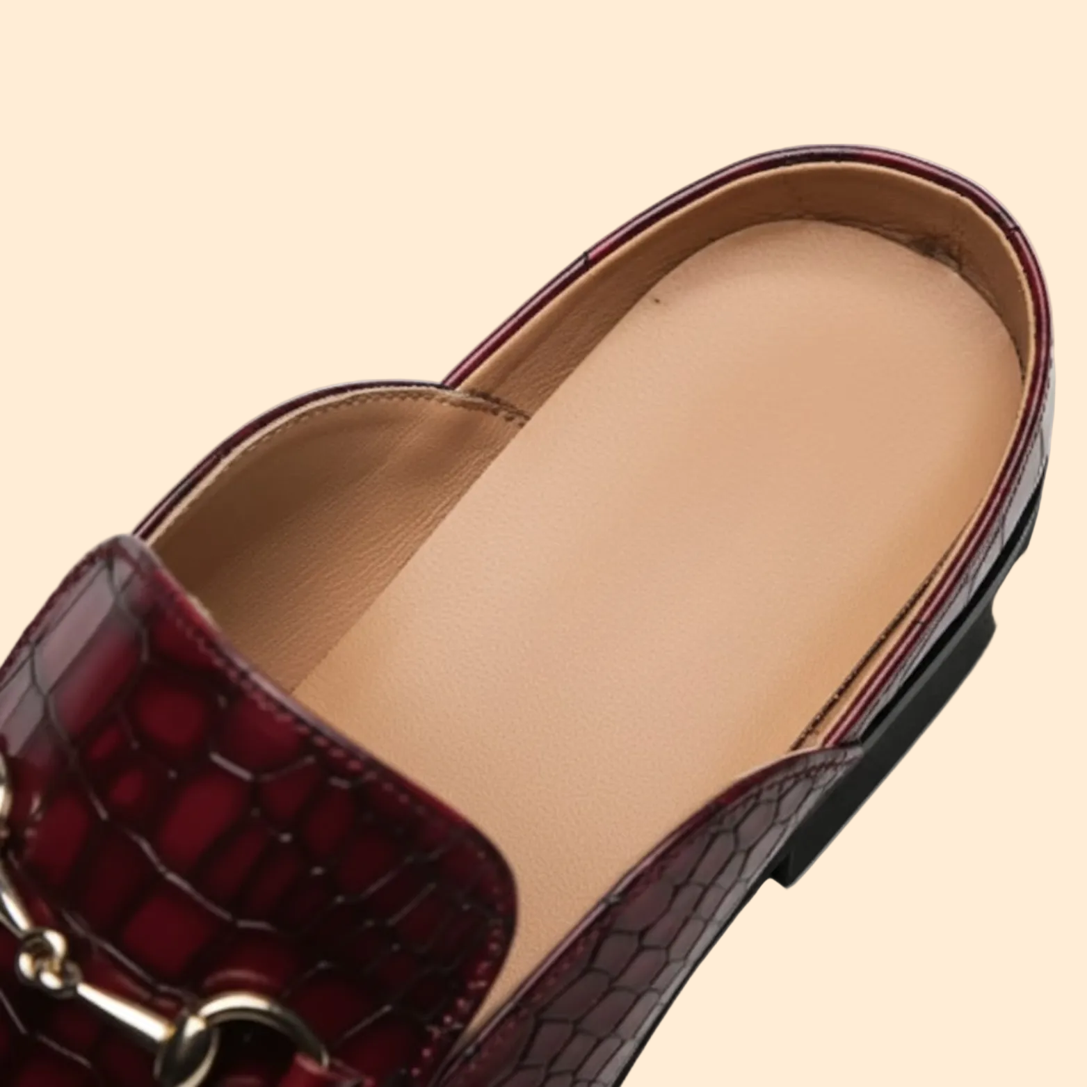 Men’s Slip-On Mule Loafers with Rounded Toe and Embossed Upper