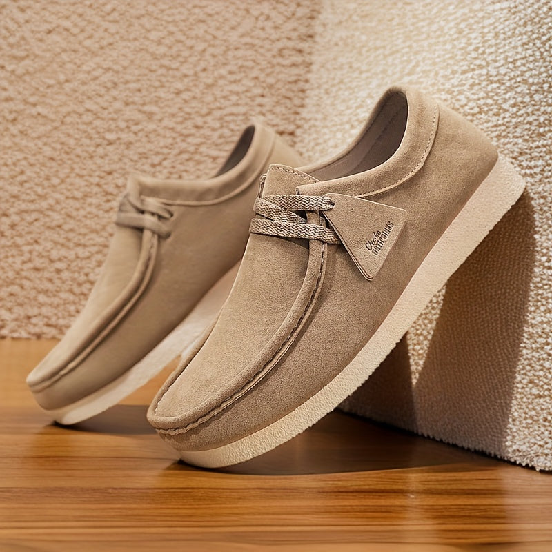 Men’s Suede Loafer Shoes with Crepe Sole – Casual Lace Detail