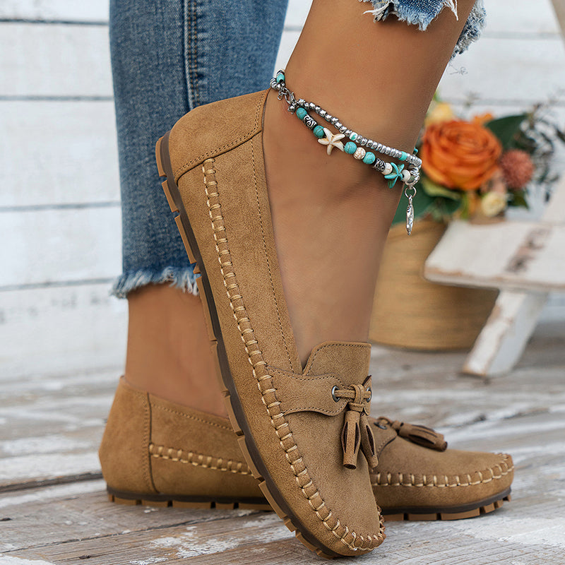 Women’s Slip On Loafers with Bow Detail and Rounded Toe