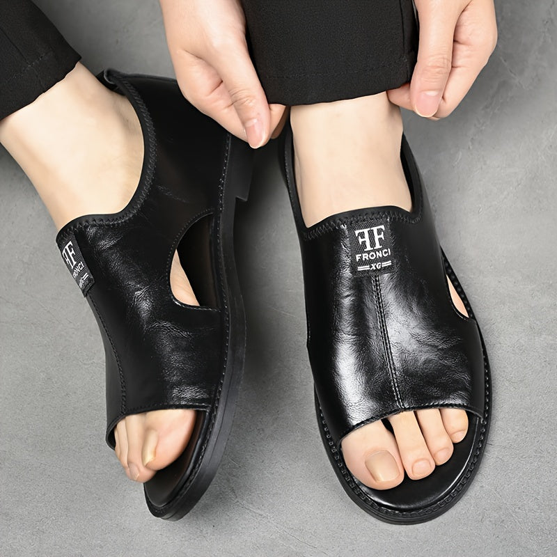 Men’s Open-Toe Sandals - Slip-On Design - Cut-Out Sides - Low Sole