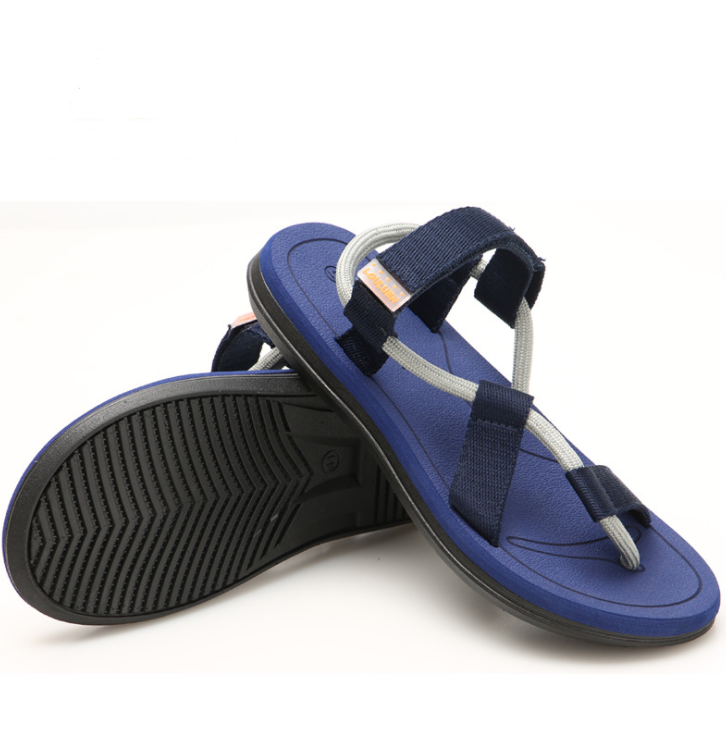Men's Strappy Open Toe Sandals – Slip-On Toe Loop with Webbing Strap