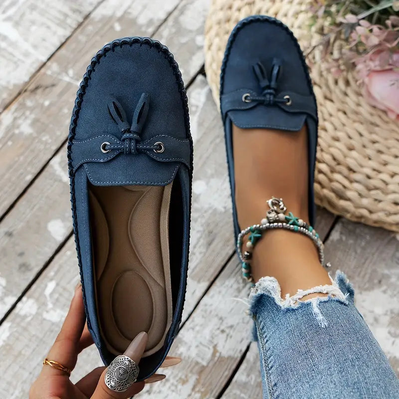 Women’s Slip On Loafers with Bow Detail and Rounded Toe