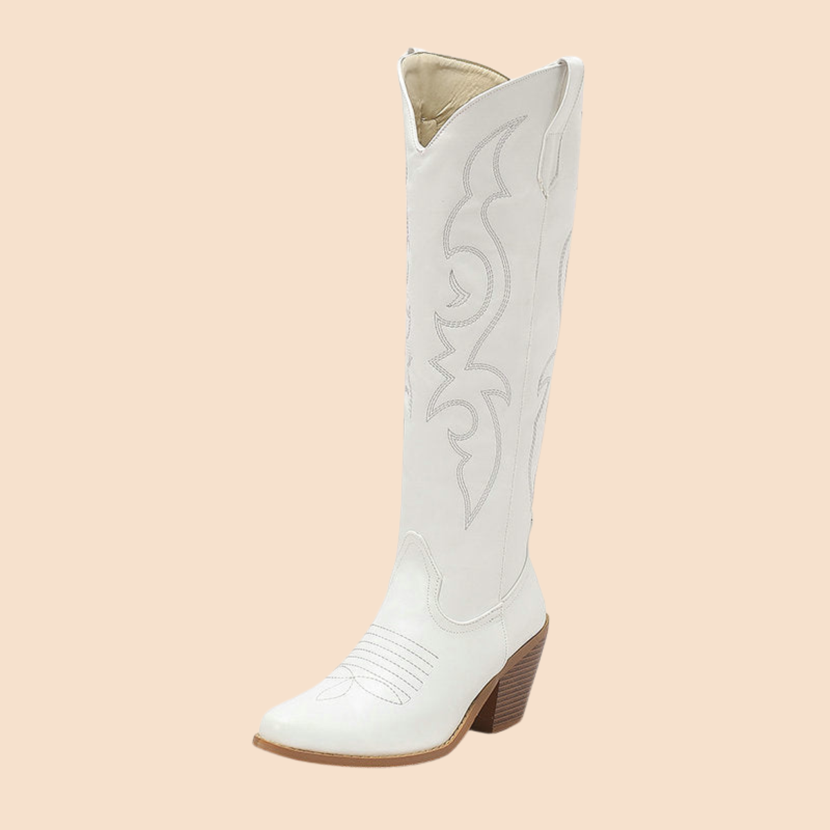 Women’s Knee-High Western Boots with Rounded Toe and Block Heel