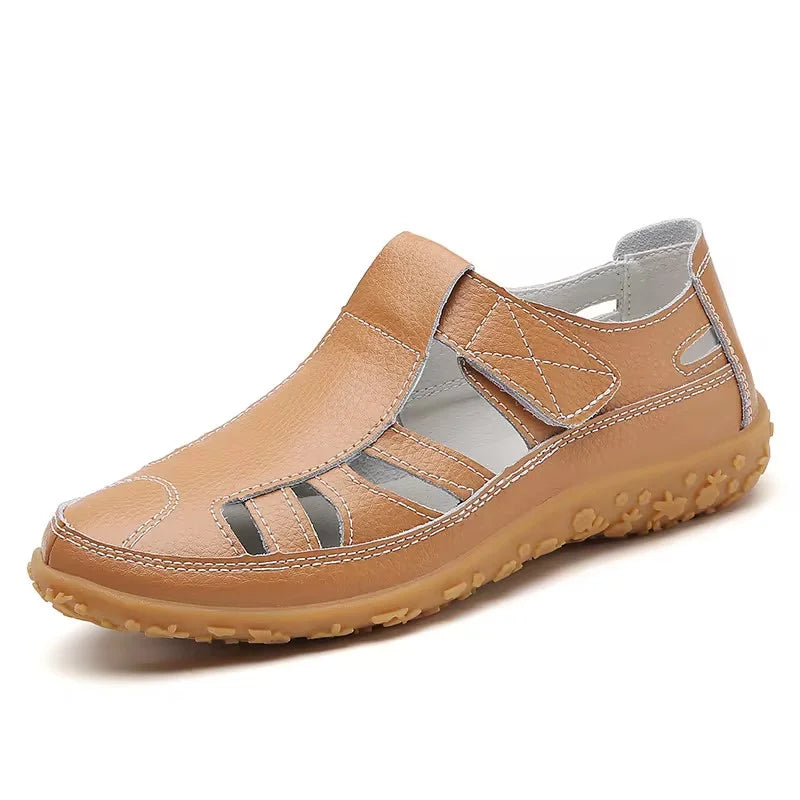 Women's Fisherman Sandals - Hook Loop Closure - Cut-out Design