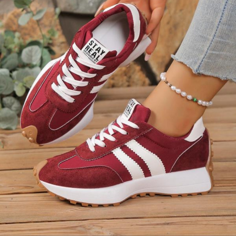 Women’s Lace-Up Sneakers with Low-Cut Design and Textured Sole