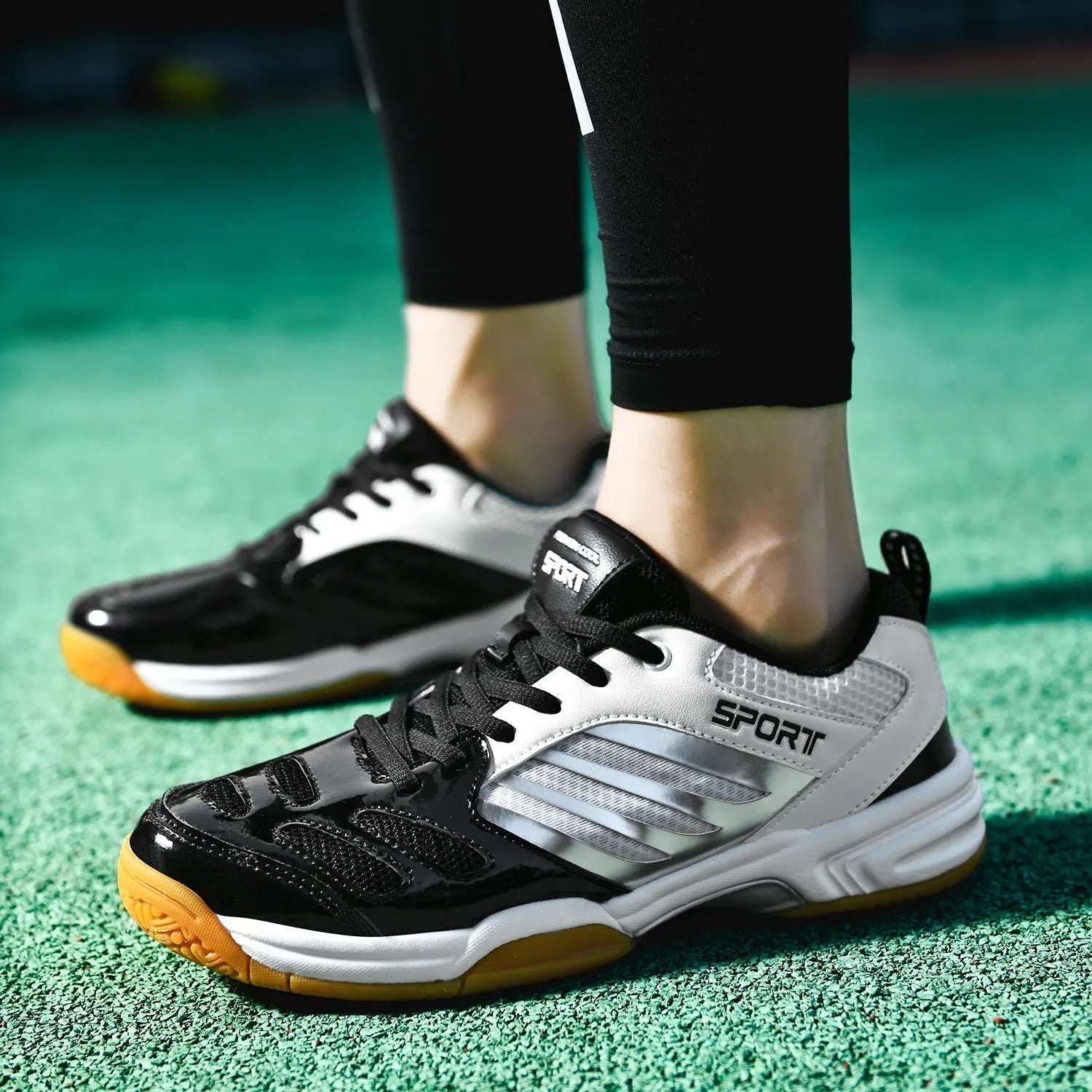 Men's Low-Top Athletic Shoes - Mixed Material - Lace-Up - Gum Sole