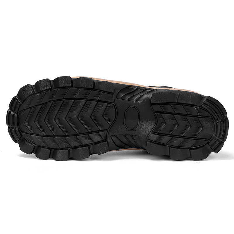 Men's Rounded Toe Lace-Up Shoes with Mesh Upper - Lugged Sole