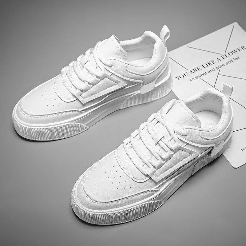 Men's Low Top Lace-Up Sneakers with Paneled Upper and Flat Sole