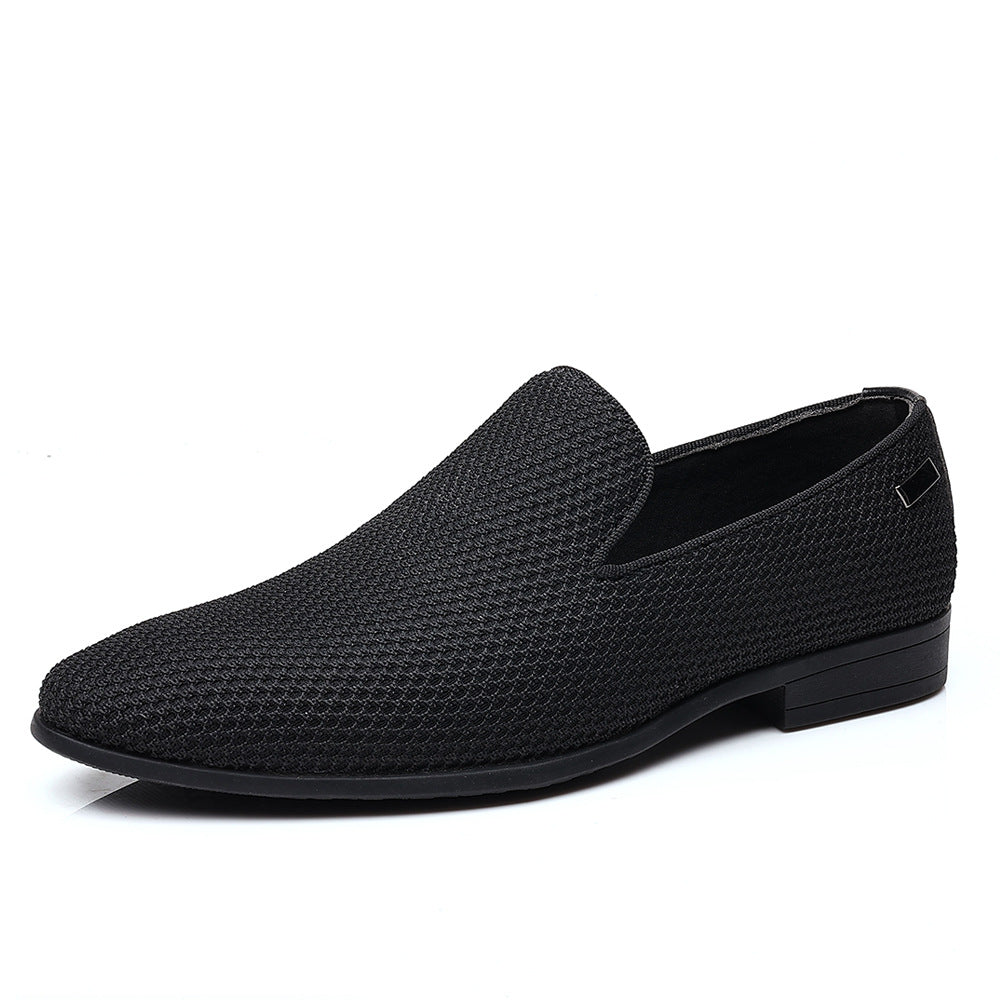 Men's Slip-On Casual Loafers - Round Toe - Woven Knit Upper - Low Heel