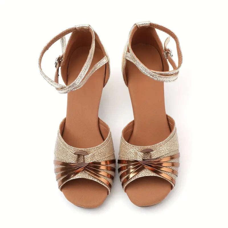 Women's Twisted Strap Open Toe Ankle Strap Kitten Block Heels