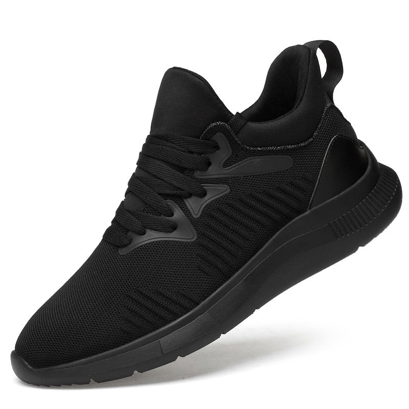 Men's Rounded Toe Knit Sneakers with Lace-Up Closure and Rubber Sole