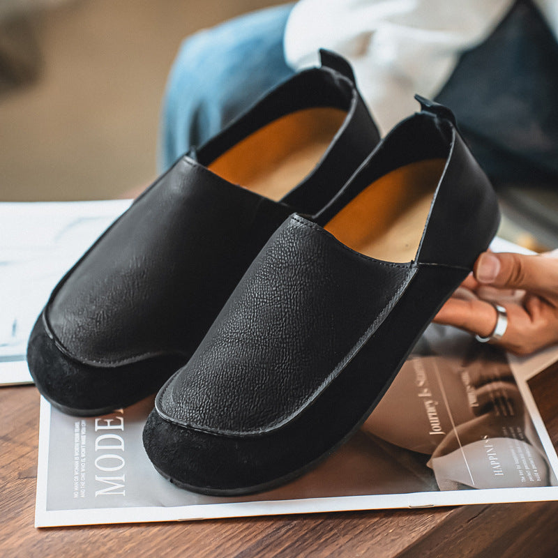 Men's Leather Slip-On Loafers with Foldable Heel Convertible Flat Sole