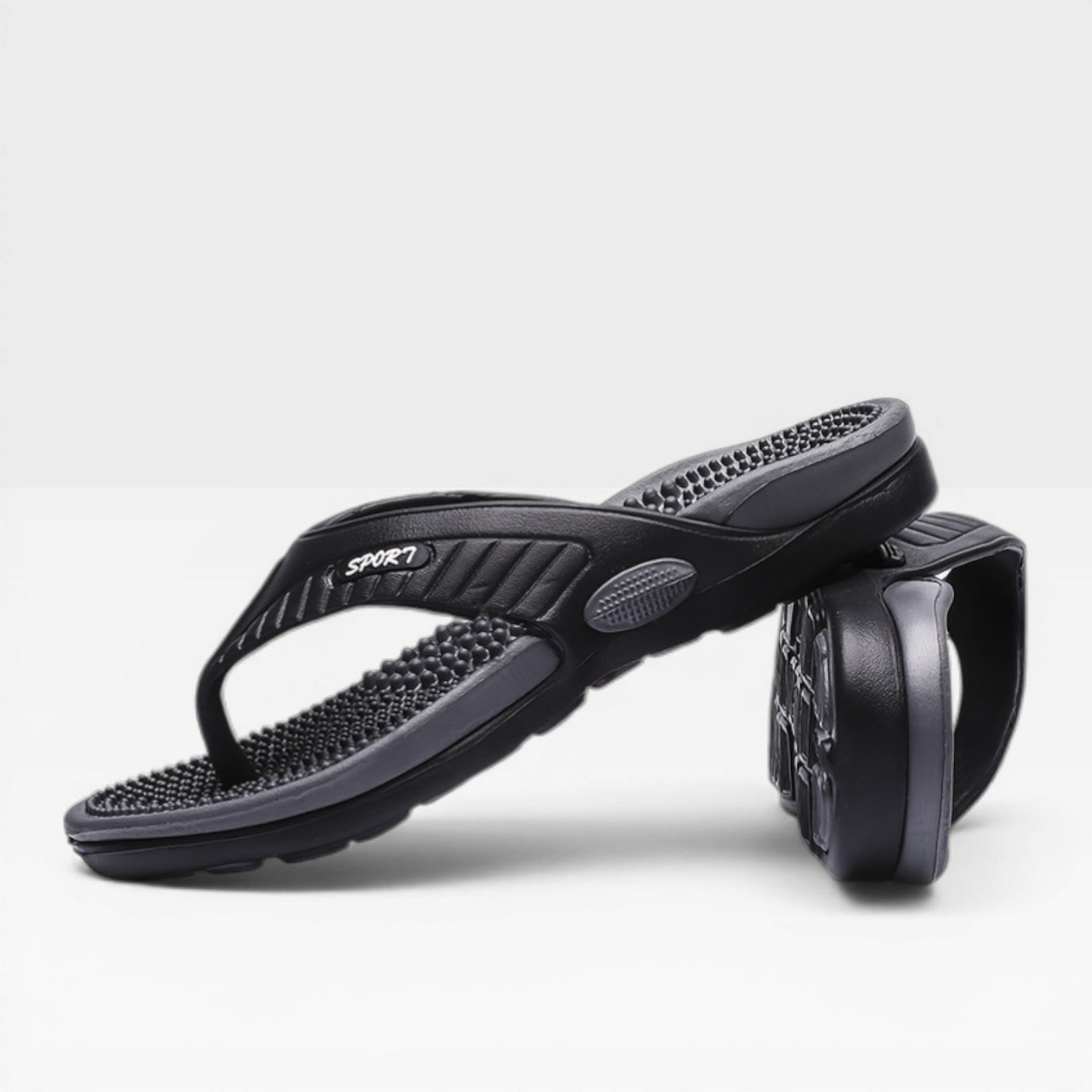 Men's Flip-Flop Sandals Thong Strap Textured Footbed Flat Sole