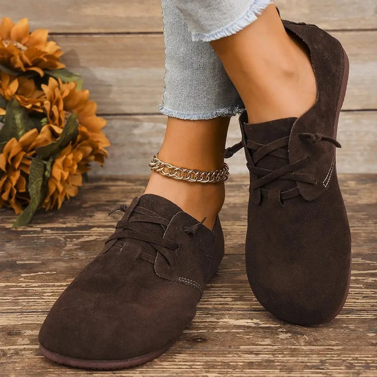 Women’s Minimal Lace-Up Casual Flats with Rounded Toe