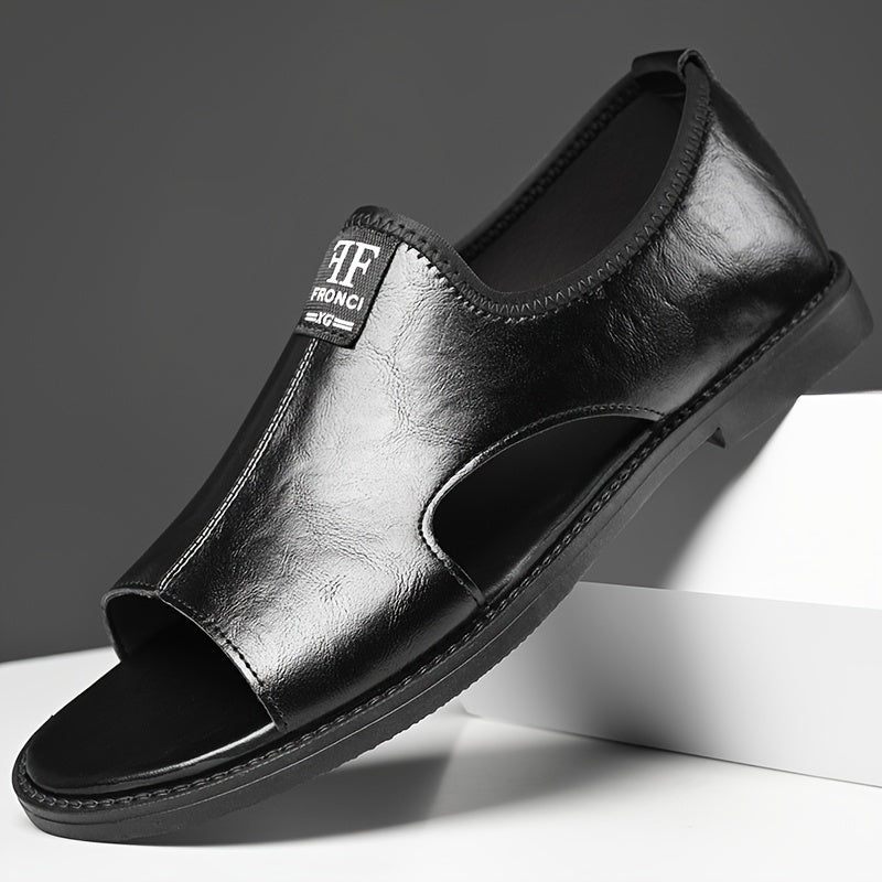 Men’s Open-Toe Sandals - Slip-On Design - Cut-Out Sides - Low Sole