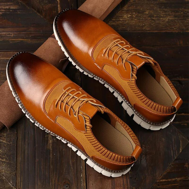 Men’s Lace-Up Casual Sneakers with Contrast Panels and Textured Sole