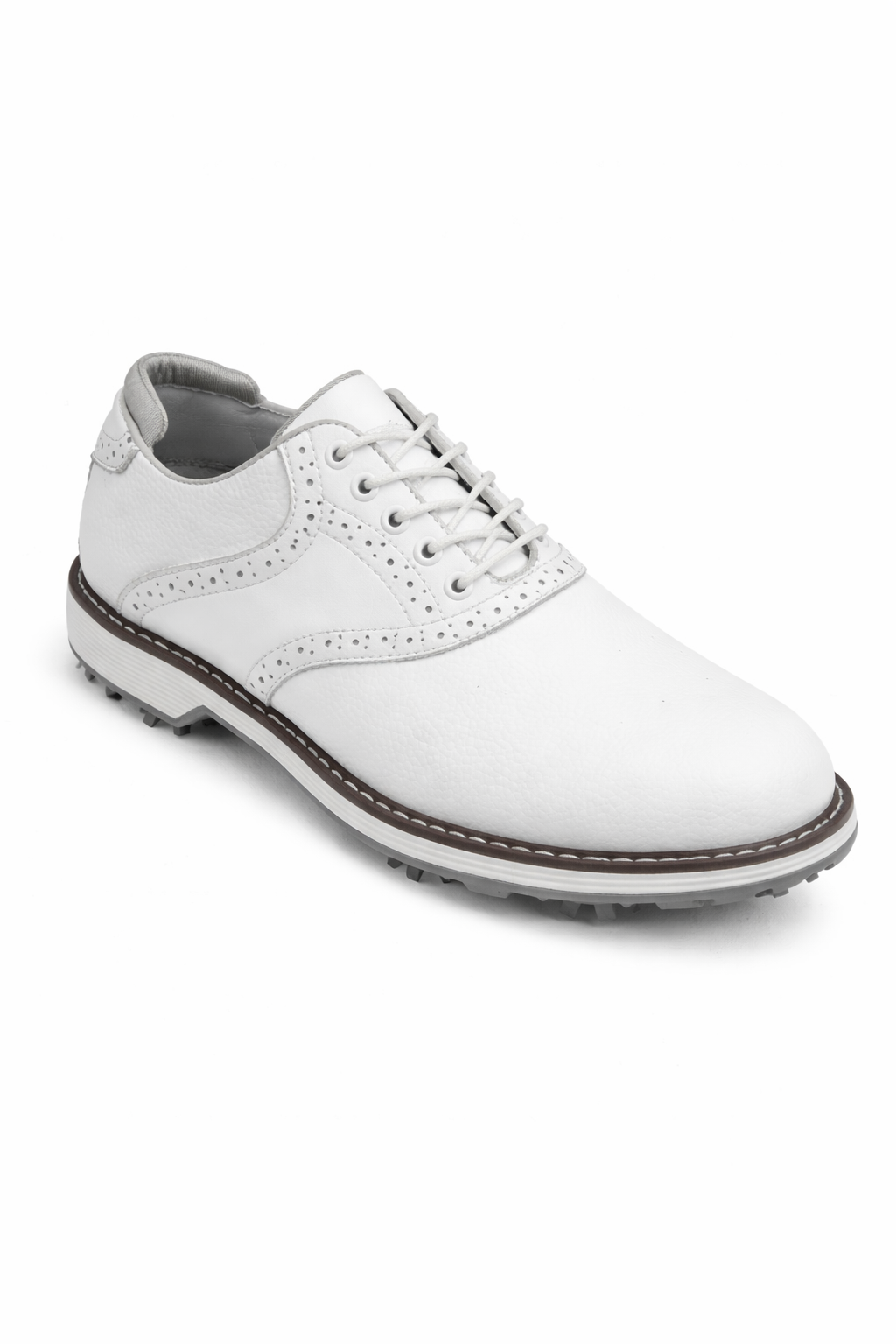 Men's Golf Shoes - Lace-Up - Wingtip - Spiked Sole - Leather