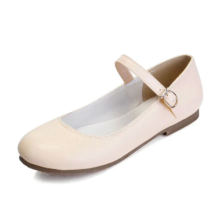 Women’s Mary Jane Flats with Buckle Strap and Rounded Toe