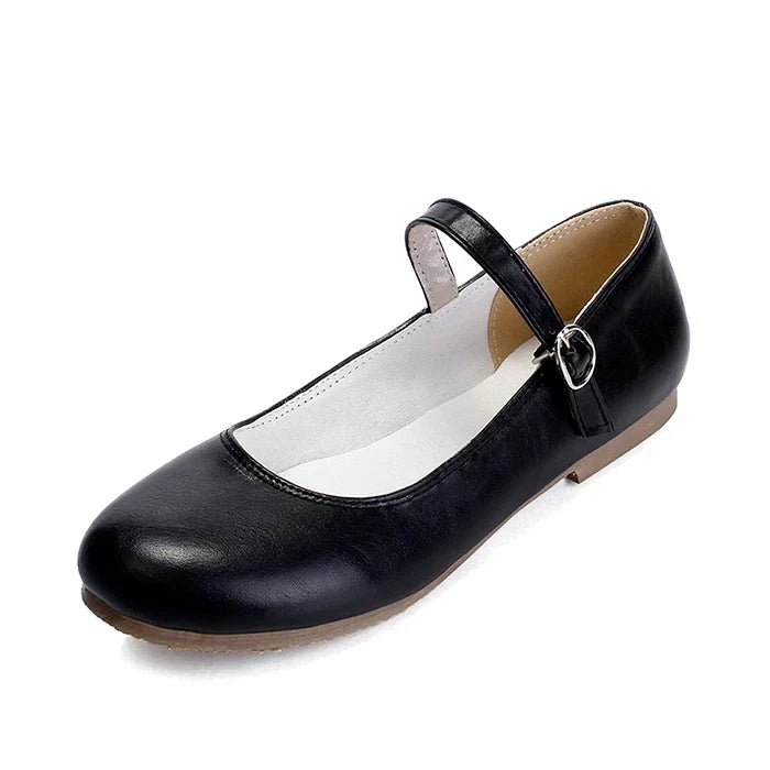 Women’s Mary Jane Flats with Buckle Strap and Rounded Toe