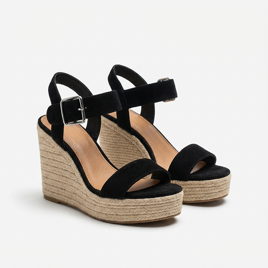 Women's Platform Espadrille Wedge Sandals Ankle Strap Buckle