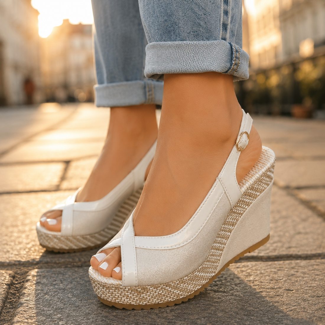 Women's Wedges Open Toe Slingback Espadrille Platform Ankle Strap