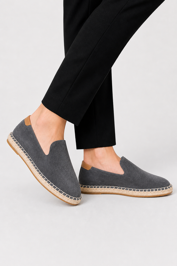 Men's Espadrille Loafers Suede Slip-On Flat Jute Sole