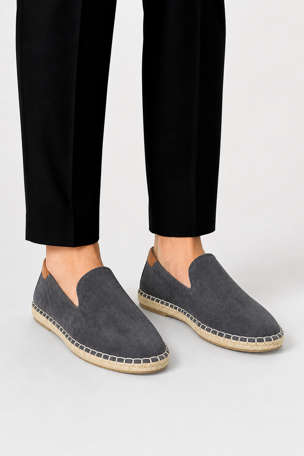 Men's Espadrille Loafers Suede Slip-On Flat Jute Sole