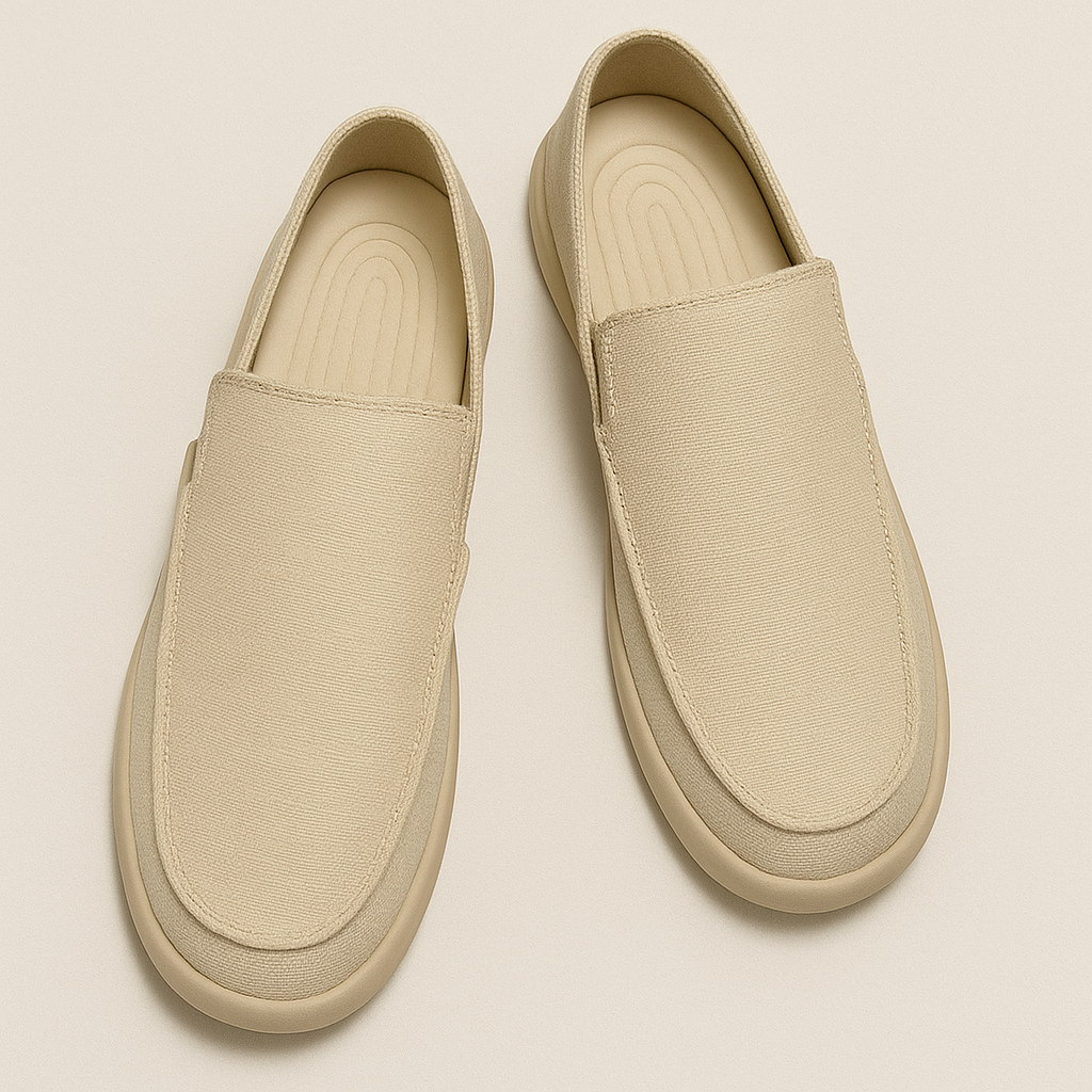 Men’s Slip On Canvas Loafers with Elastic Side Panels and Flat Sole
