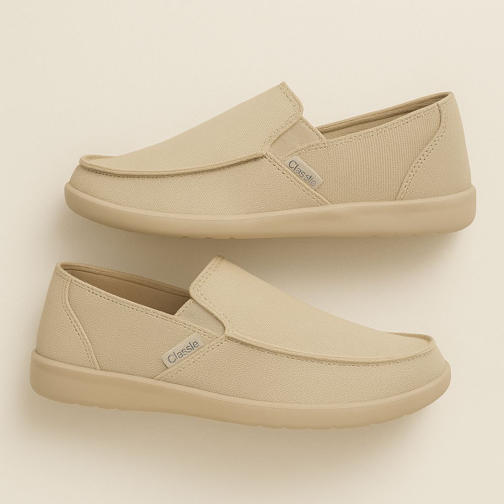 Men’s Slip On Canvas Loafers with Elastic Side Panels and Flat Sole