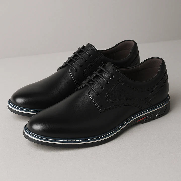 Men’s Lace-Up Derby Shoes with Rounded Toe and Stitched Sole