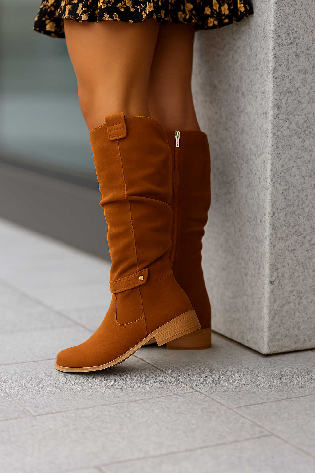Women’s Modern Tall Boots with Low Block Heel