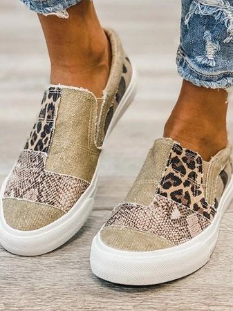 Women’s Slip-On Low-Top Sneakers with Patchwork Upper and Elastic Side Panels