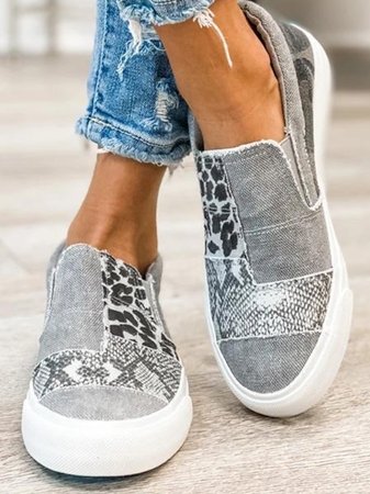 Women’s Slip-On Low-Top Sneakers with Patchwork Upper and Elastic Side Panels