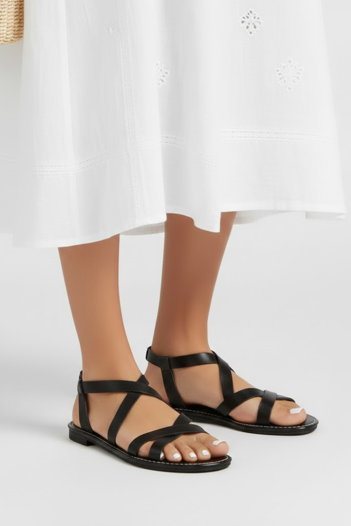 Women's Flat Sandals Criss-Cross Straps Slingback