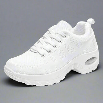 Women's Knit Mesh Sneakers - Lace-up - Air Cushion Platform Sole