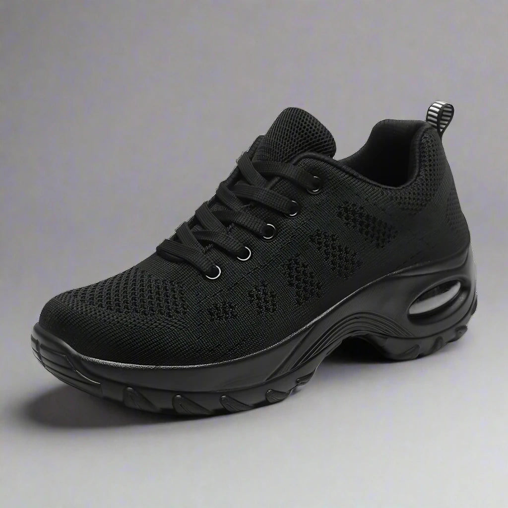 Women's Knit Mesh Sneakers - Lace-up - Air Cushion Platform Sole