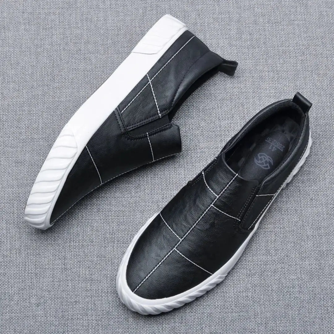 Men's Contrast Stitch Slip-On Penny Loafers Low-Top Shoes