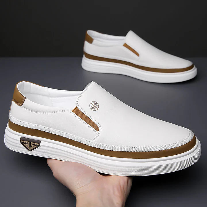 Men's Slip-On Casual Sneakers – Round Toe Low-Top with Elastic Panel and Flat Sole