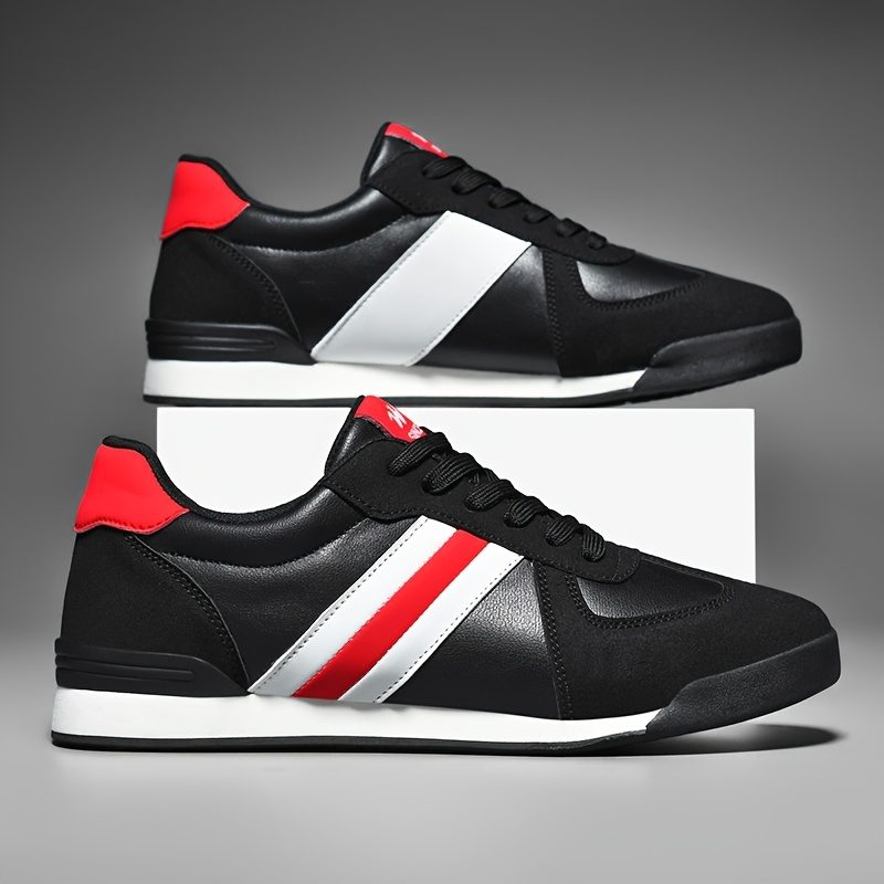 Men's Sneakers Low-Top Lace-Up Stripe Panel Mixed Material