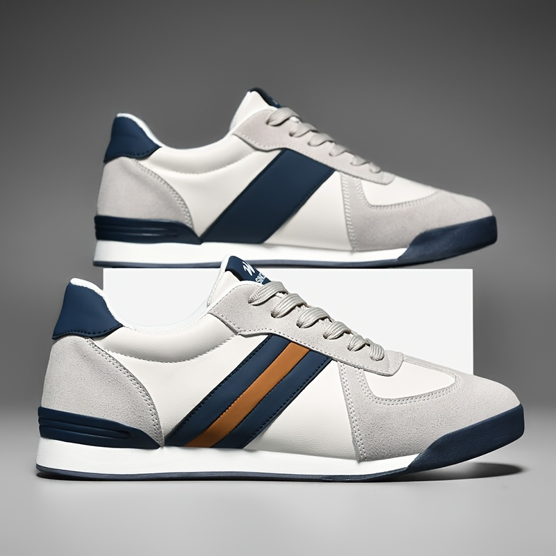 Men's Sneakers Low-Top Lace-Up Stripe Panel Mixed Material