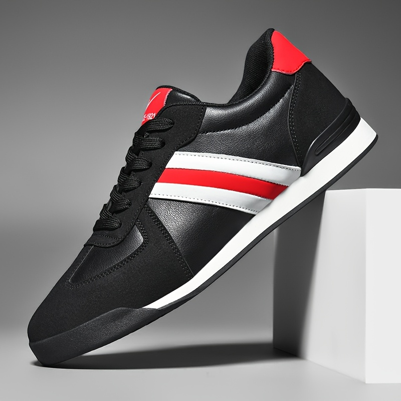 Men's Sneakers Low-Top Lace-Up Stripe Panel Mixed Material