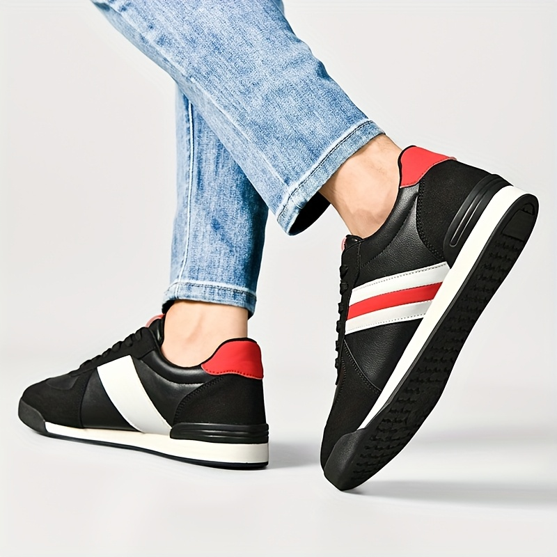 Men's Sneakers Low-Top Lace-Up Stripe Panel Mixed Material