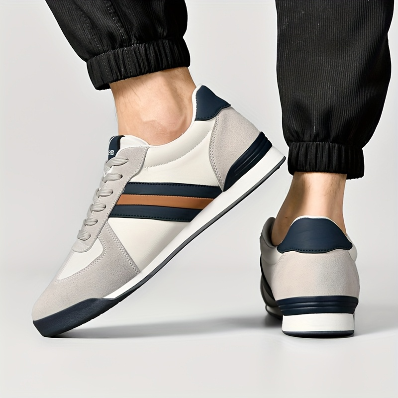 Men's Sneakers Low-Top Lace-Up Stripe Panel Mixed Material